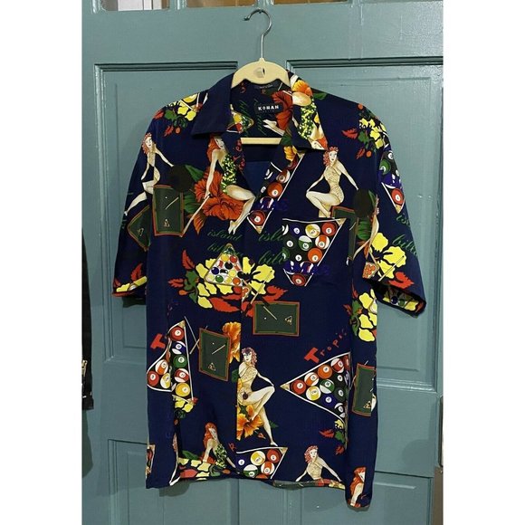 Koman Tropical Pin Up Billiards Hawaiian Shirt - Picture 1 of 8